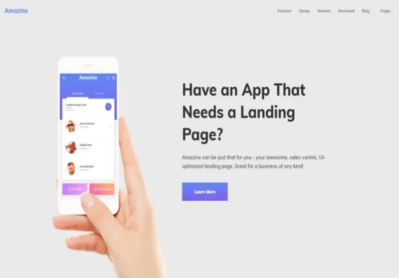 Amazinx - Mobile App Responsive One Page WordPress Theme