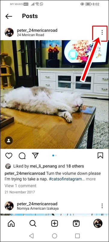 Instagram: 3-dot icon