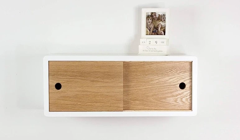 Floating Shelf with a Sliding Panel