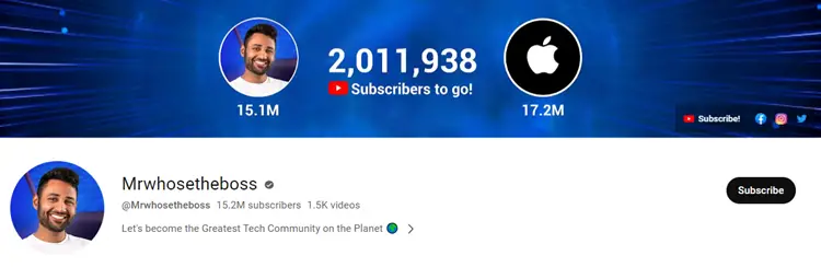 Mrwhosetheboss YouTube channel