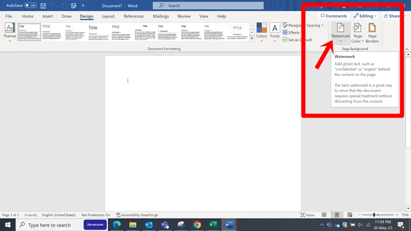 how to insert watermark in word