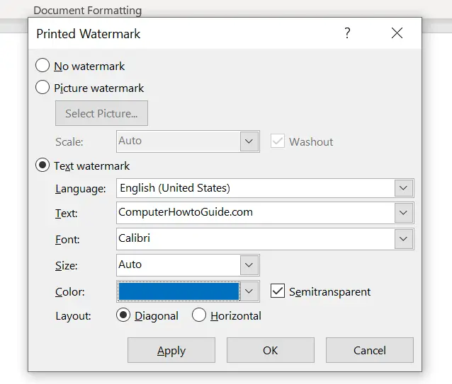 how to insert watermark in word
