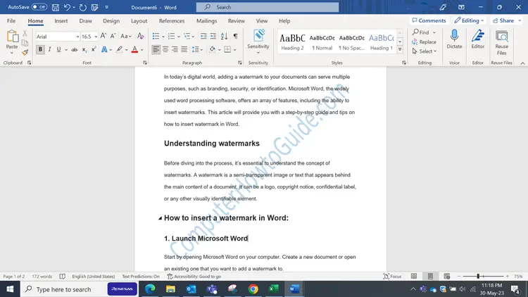 Final result of how we insert watermark in Word