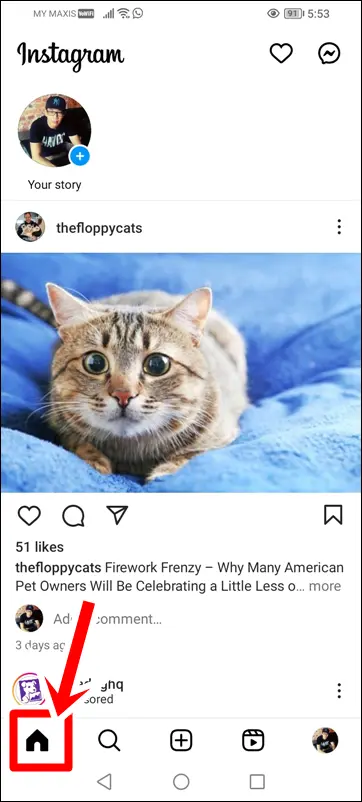 What are The Meanings of Symbols and Icons on Instagram Home Screen: home icon