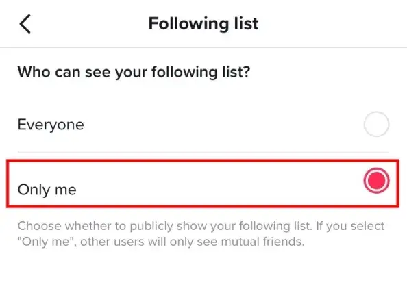 how to hide your following on tiktok