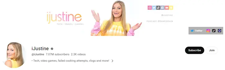 iJustine tech YouTube channels