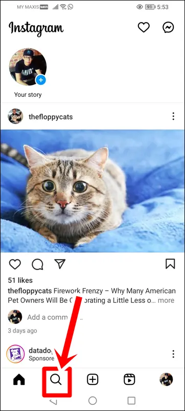 Instagram: magnifying glass icon