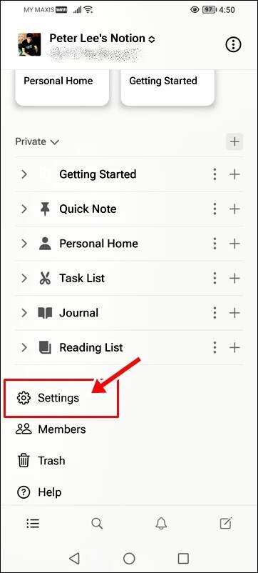 notion dark mode: select dark