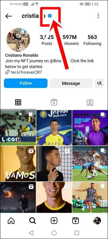 Meanings of various symbols and icons on instagram: The Blue Tick