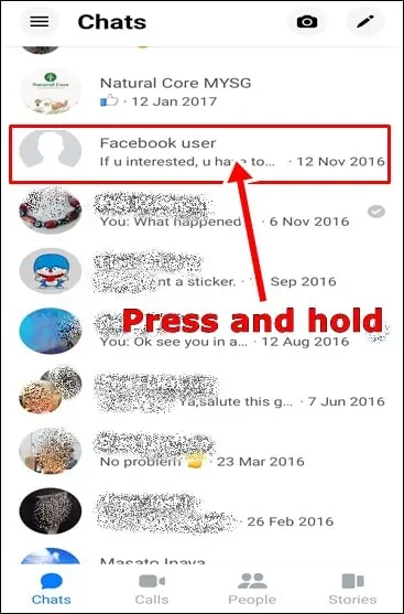 press and hold the contact name