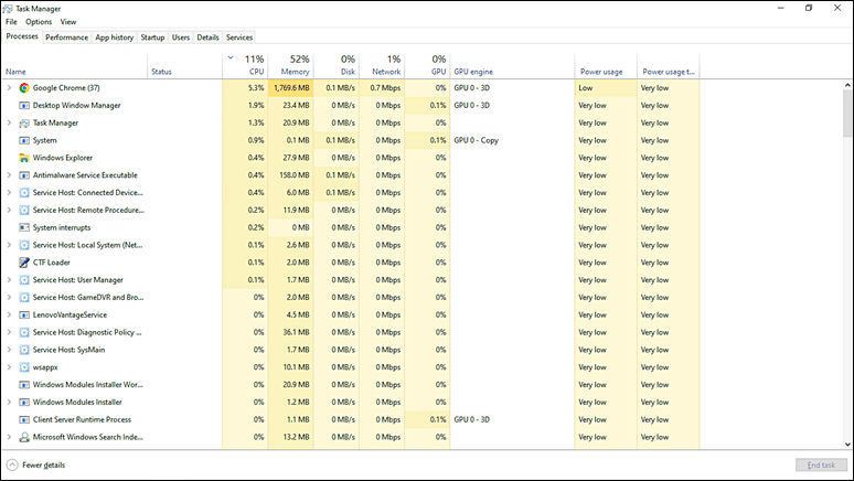 Why is my computer so slow all of a sudden - Open Task Manager - Identify and shut down background applications