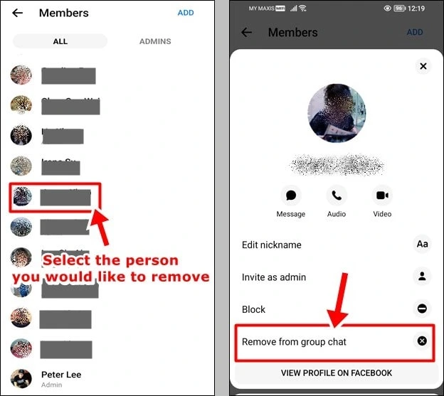 delete someone from messenger group chat