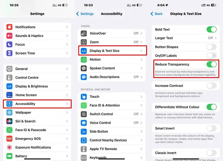 enable reduce transparency