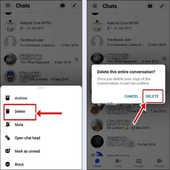 how to delete non-friend from messenger - confirmation
