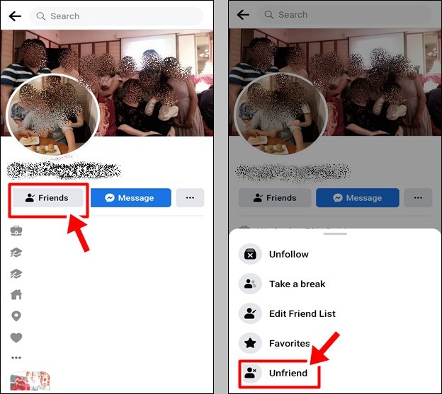 unfriend people on messenger
