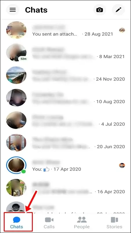 Facebook Messenger symbols & icons - Bottom of Screen - Chats