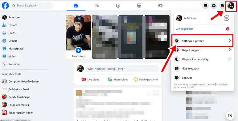 How to Change Your Name on Facebook with Stylish Names: Click your profile pic at the top-right corner and select 