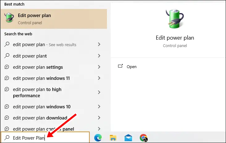 How to Stop PC Randomly Restarts: Type Edit Power Plan in the search box from Start and hit Enter.