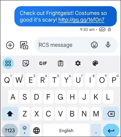 send shortened URL to the TextNow number