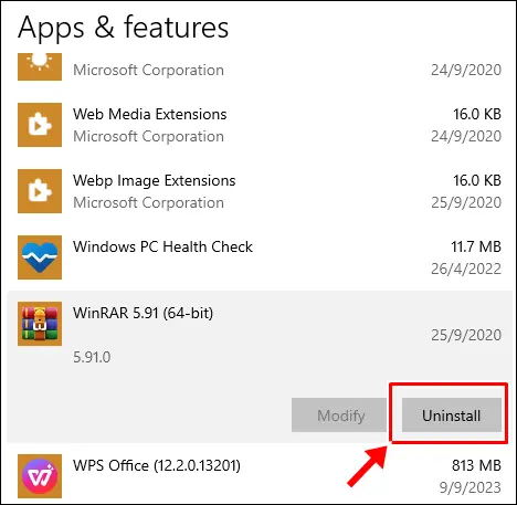 unistall problematic applications