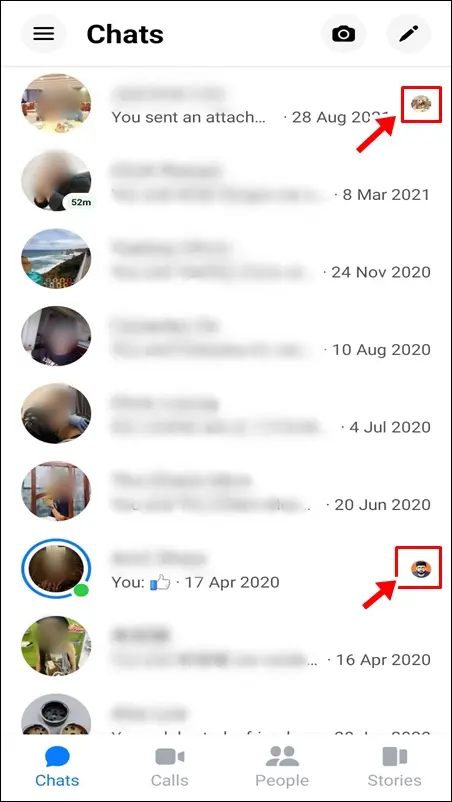 Facebook Messenger symbols & icons - Chats screen: Small Version of Profile Pic