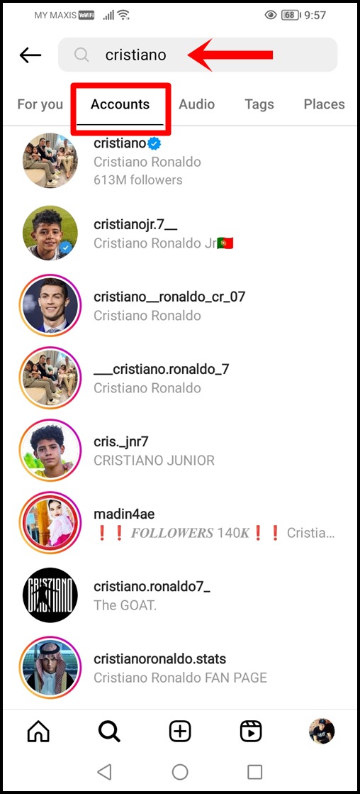 How to Find Someone on Instagram Without Their Username: This image displays the search results on Instagram by entering names. The highlighted