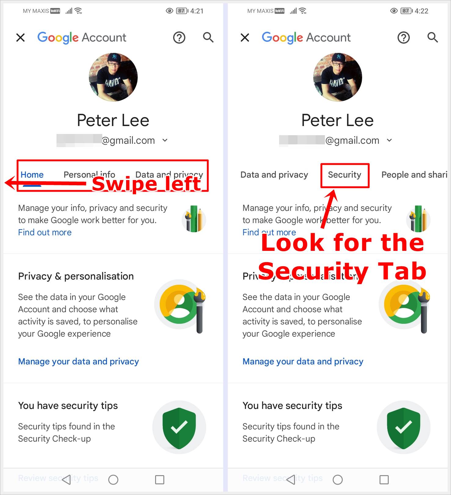 This image shows the steps to look for the 
