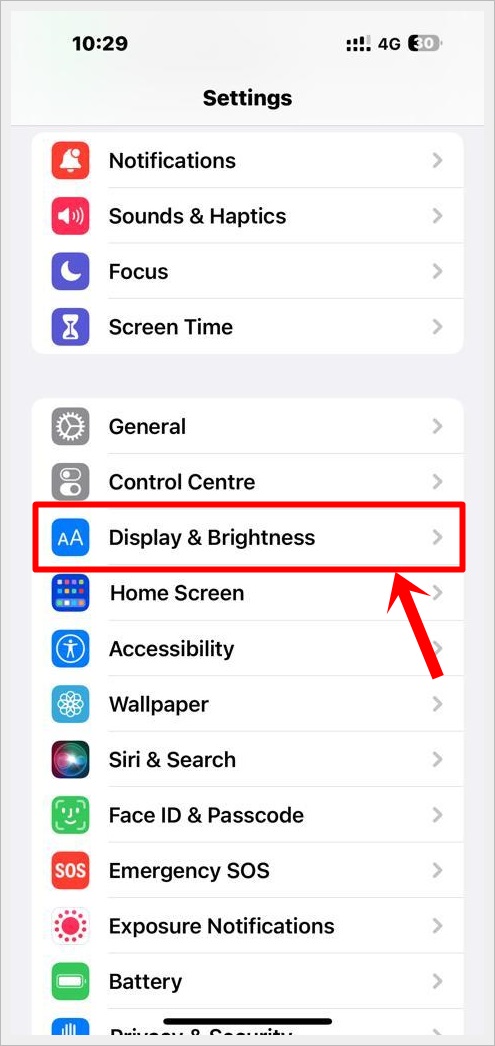 This image shows the Settings page on iPhone. The 