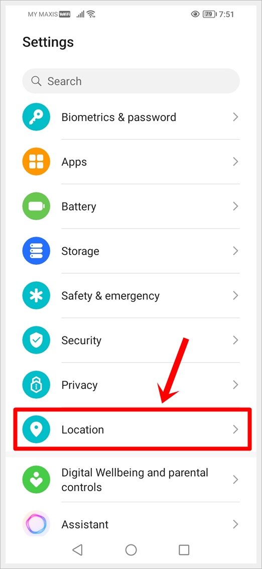 This image shows the Settings screen of an Android device. The