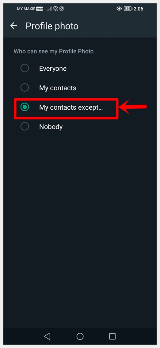 How to Hide Your WhatsApp Profile Picture from Specific Contacts: This image shows a screenshot of WhatsApp
