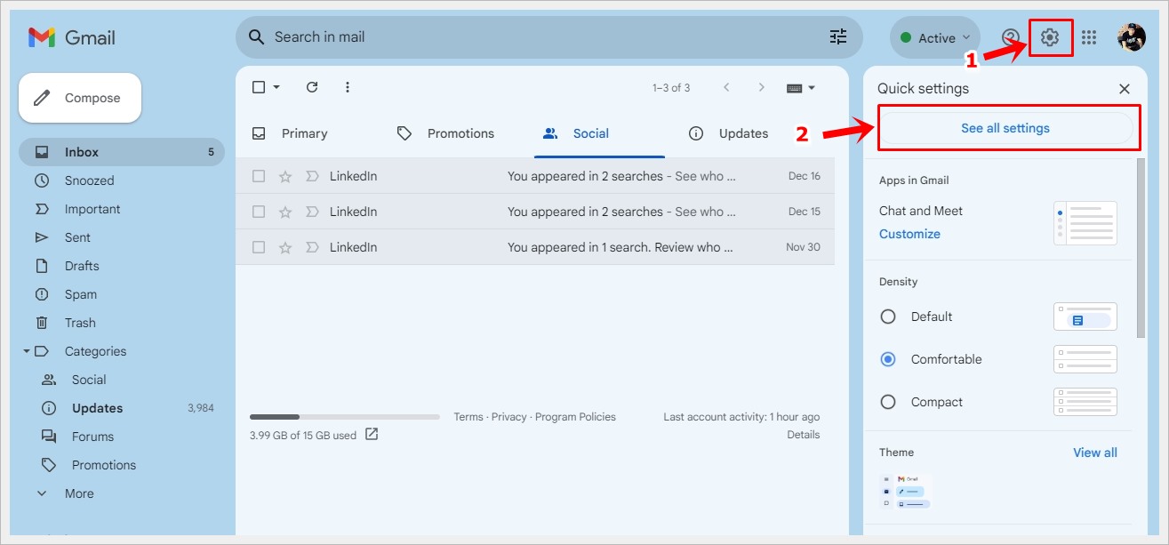 This image shows a Gmail inbox page, with the 