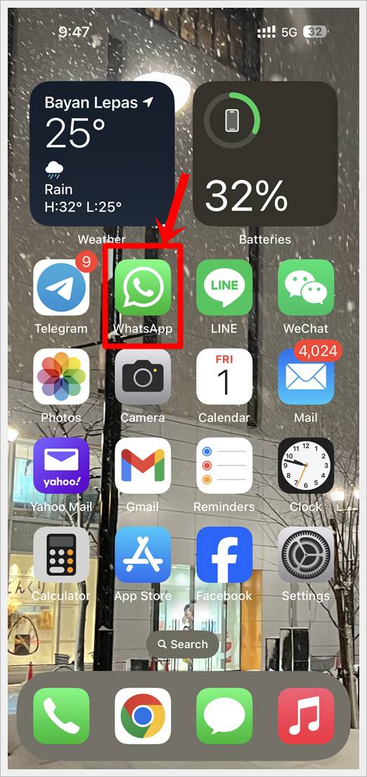 Hide WhatsApp Profile Picture: This image shows a screenshot of an iPhone. The WhatsApp App icon is highlighted.