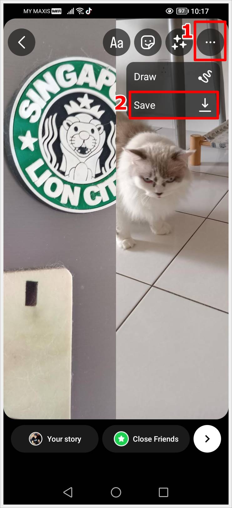 This image displays a screenshot of two combined side-by-side photos on Instagram on an Android phone. The 