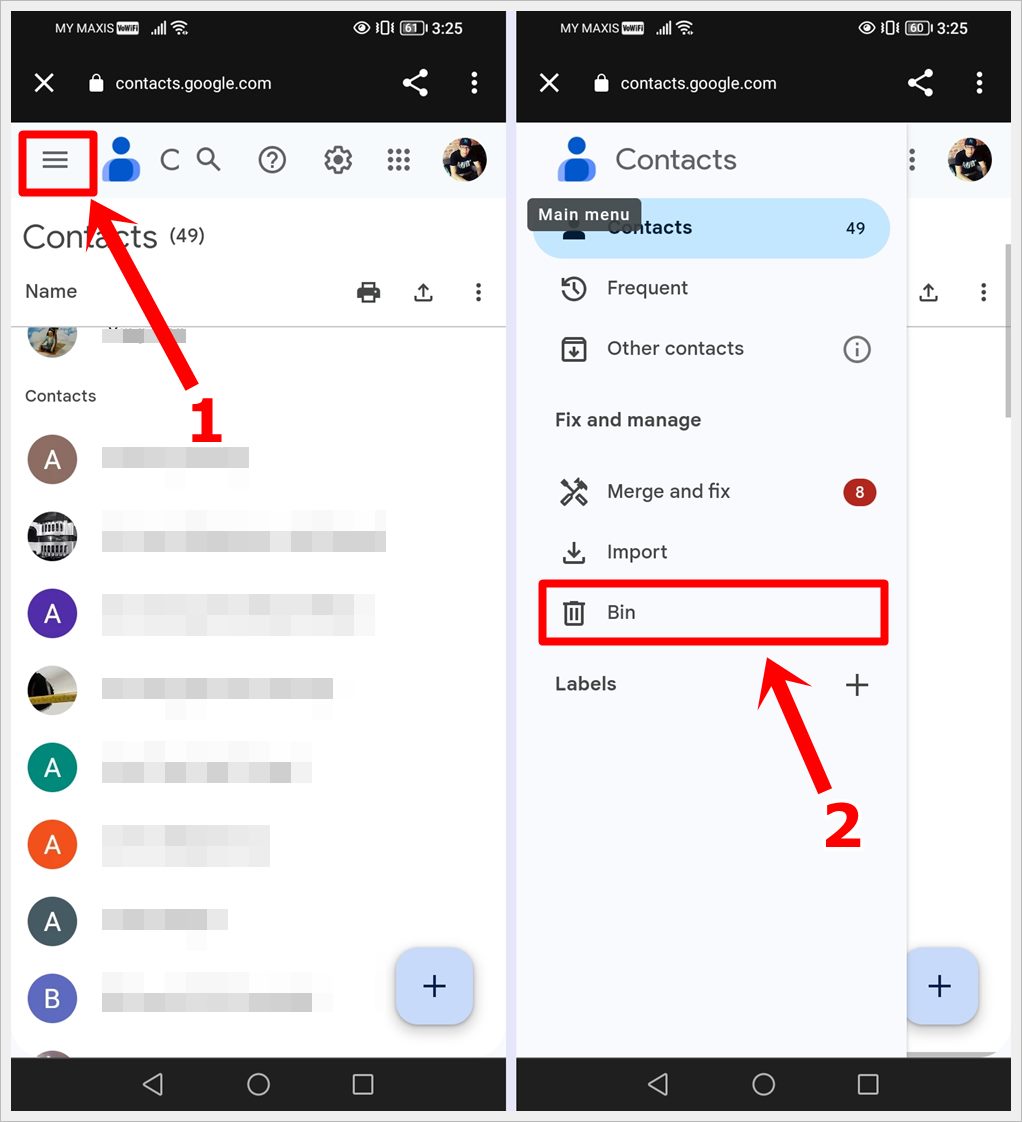 This image consists of two different screenshots from an Android phone. The first screenshot features the 