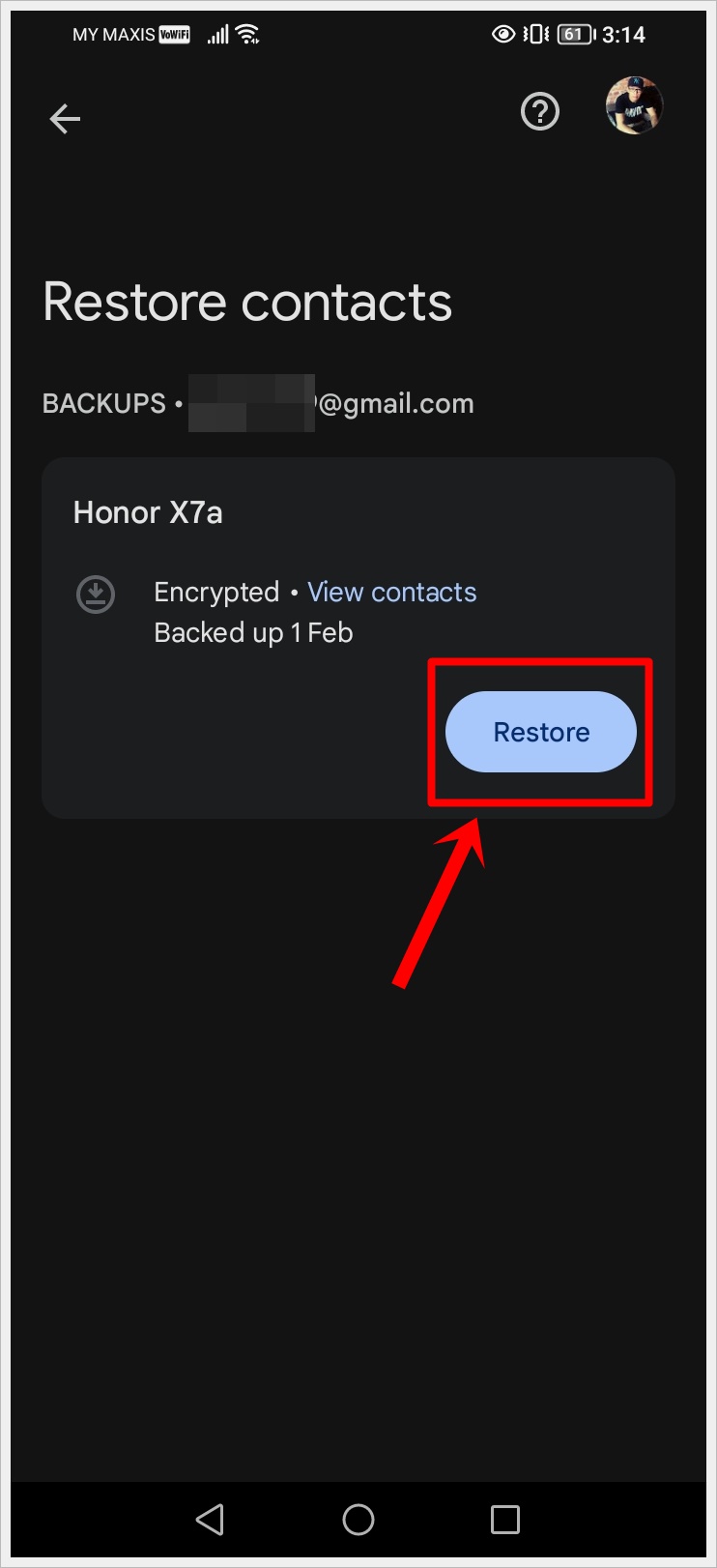 This is a screenshot from a Google account on an Android phone. It features the 