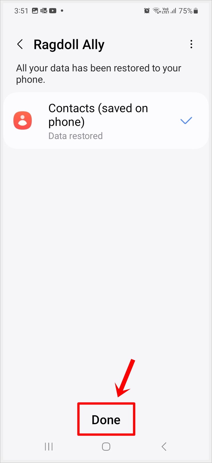 This is a screenshot from a Samsung Galaxy phone showing that 