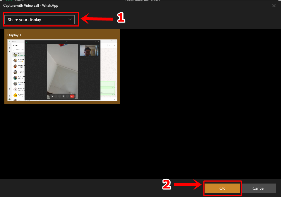 This image shows a screenshot from WhatsApp video call on a Windows PC. It also features the 