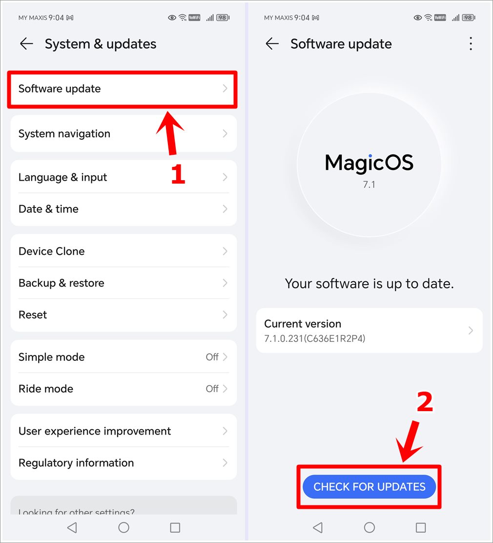How to Fix Not Receiving Verification Codes Issue on Android and HONOR Phones: This image showcases two screenshots from an Android phone. The first displays the 