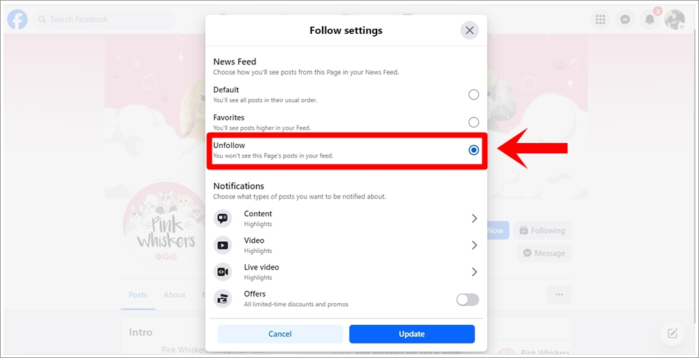 A screenshot of a specific Facebook page where the 