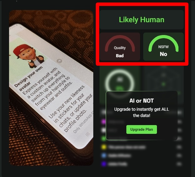The AI or Not test indicates that this image is 