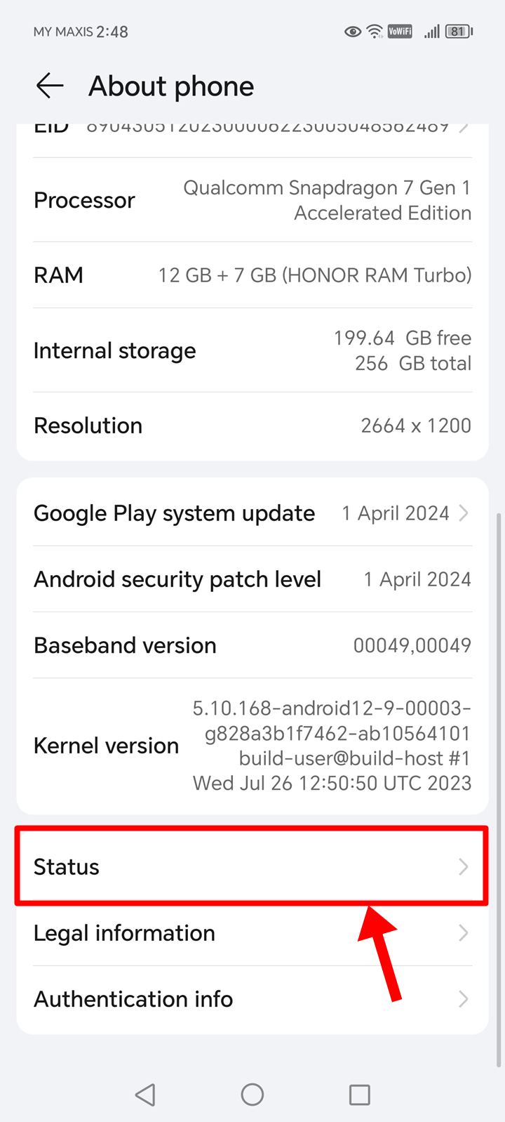 Honor-Settings-About Phone-Status