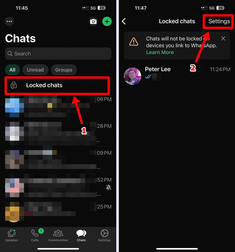 iPhone-WhatsApp Chats-Locked Chats-Settings