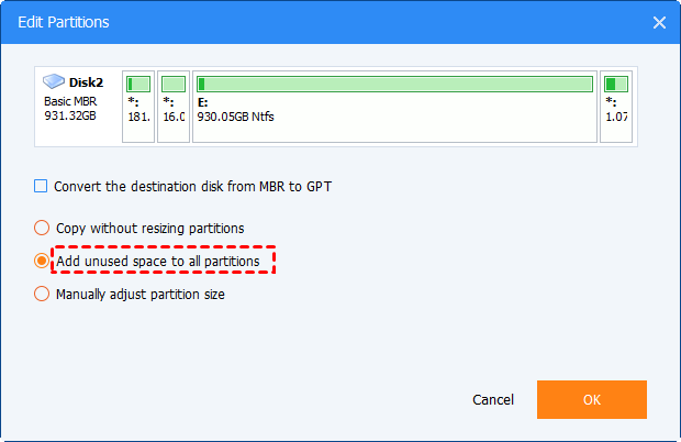 Edit Partitions - Resize partitions on the target SSD if necessary. This is particularly useful if the new drive has a different capacity than the original, allowing you to allocate space efficiently.