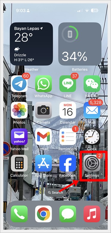 Silence Unknown WhatsApp Calls (iPhone) - Tap on Settings