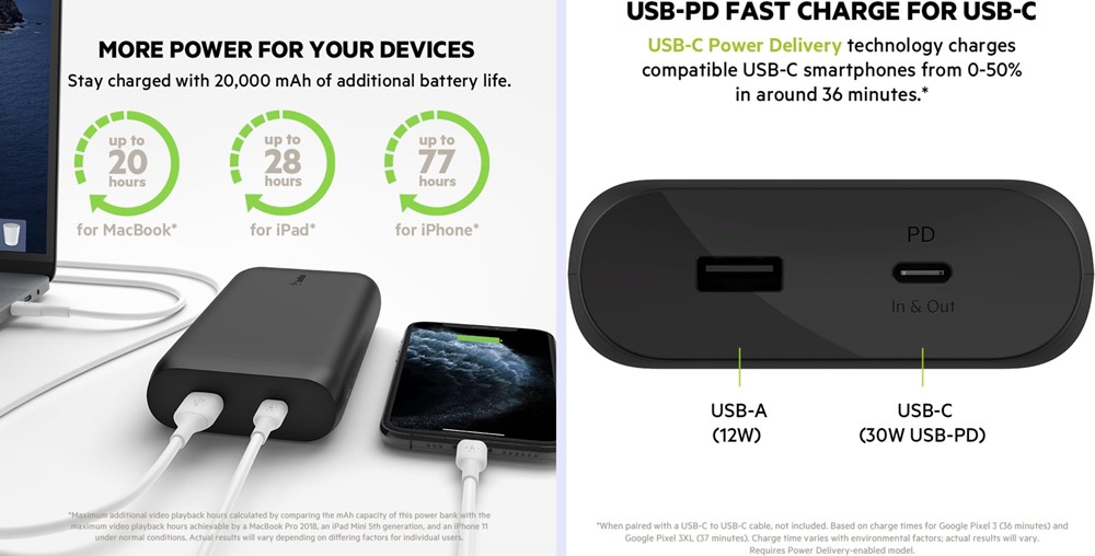 Power Bank (with Airline-Approved Capacity) - Belkin Portable Charger