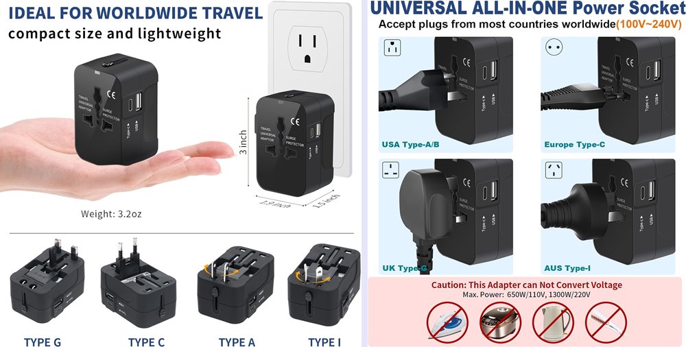 Travel Hacks - Universal Travel Adapter