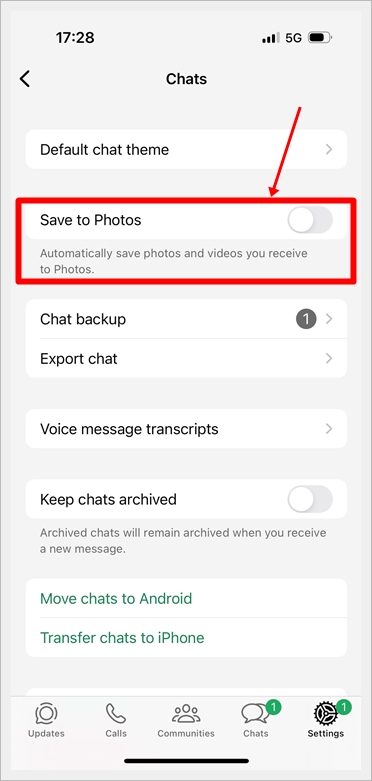 iPhone - Stop WhatsApp Photos and Videos from Saving to Photos (3)