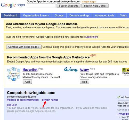 Google apps page