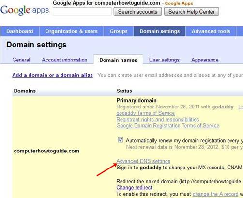 Advanced DNS settings