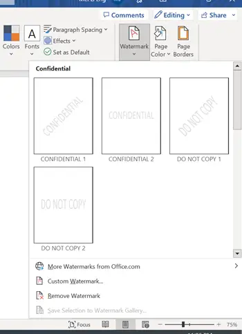 how to insert watermark in word